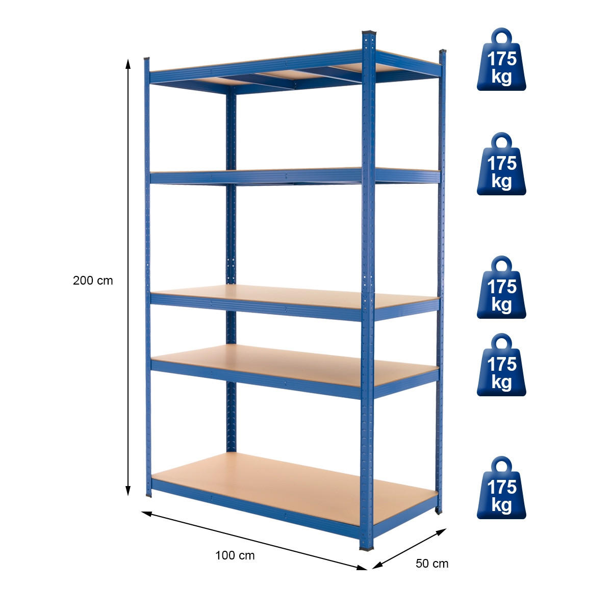 LAGERREGAL 2er Set - Blau, Metall (50/200/100cm) - ECD-Germany
