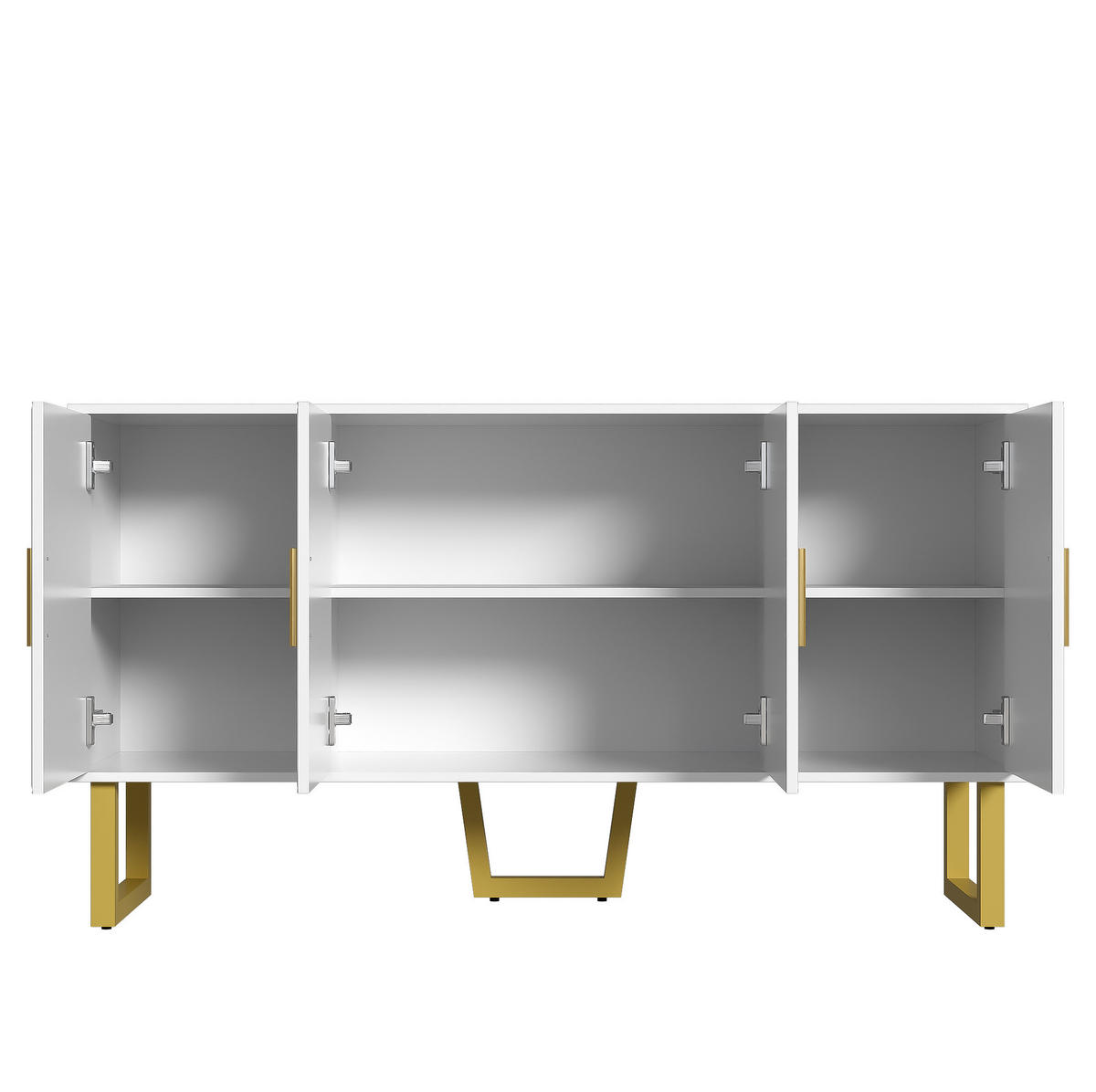 SIDEBOARD 150/40/82 cm in Weiß Hochglanz mit 4 Türen & verstellbaren Einlegeböden - Weiß, Holzwerkstoff (150/82/40cm) - BEAOK