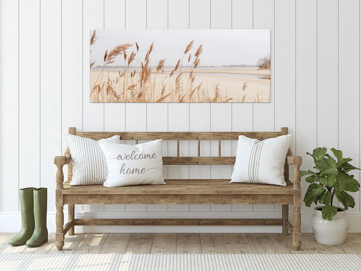 GLASBILD 125x50 cm Strand beige - Beige, Glas (125/50cm) - artissimo