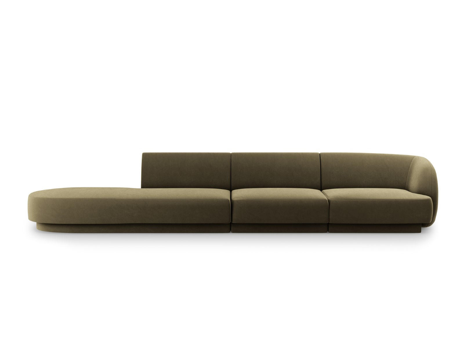 LINKES-SOFA Miley aus Samt grün 4 Sitzplätze - Grün, Textil (90/70/323cm) - Micadoni