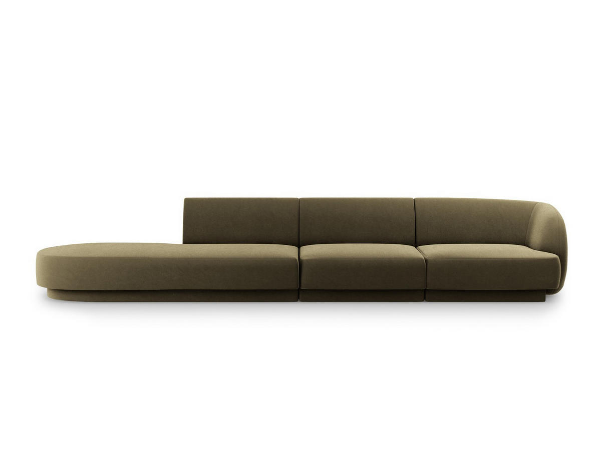 LINKES-SOFA Miley aus Samt grün 4 Sitzplätze - Grün, Textil (90/70/323cm) - Micadoni