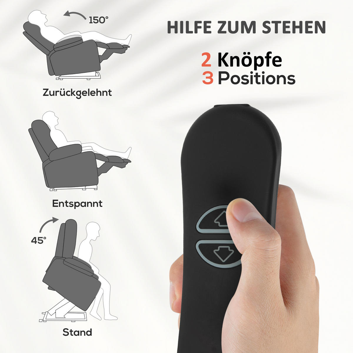 FERNSEHSESSEL mit Aufstehhilfe Relaxsessel mit Liegefunktion, Vibrationsmassage - Dunkelgrau/Schwarz, Textil/Metall (88/106/95cm) - HOMCOM