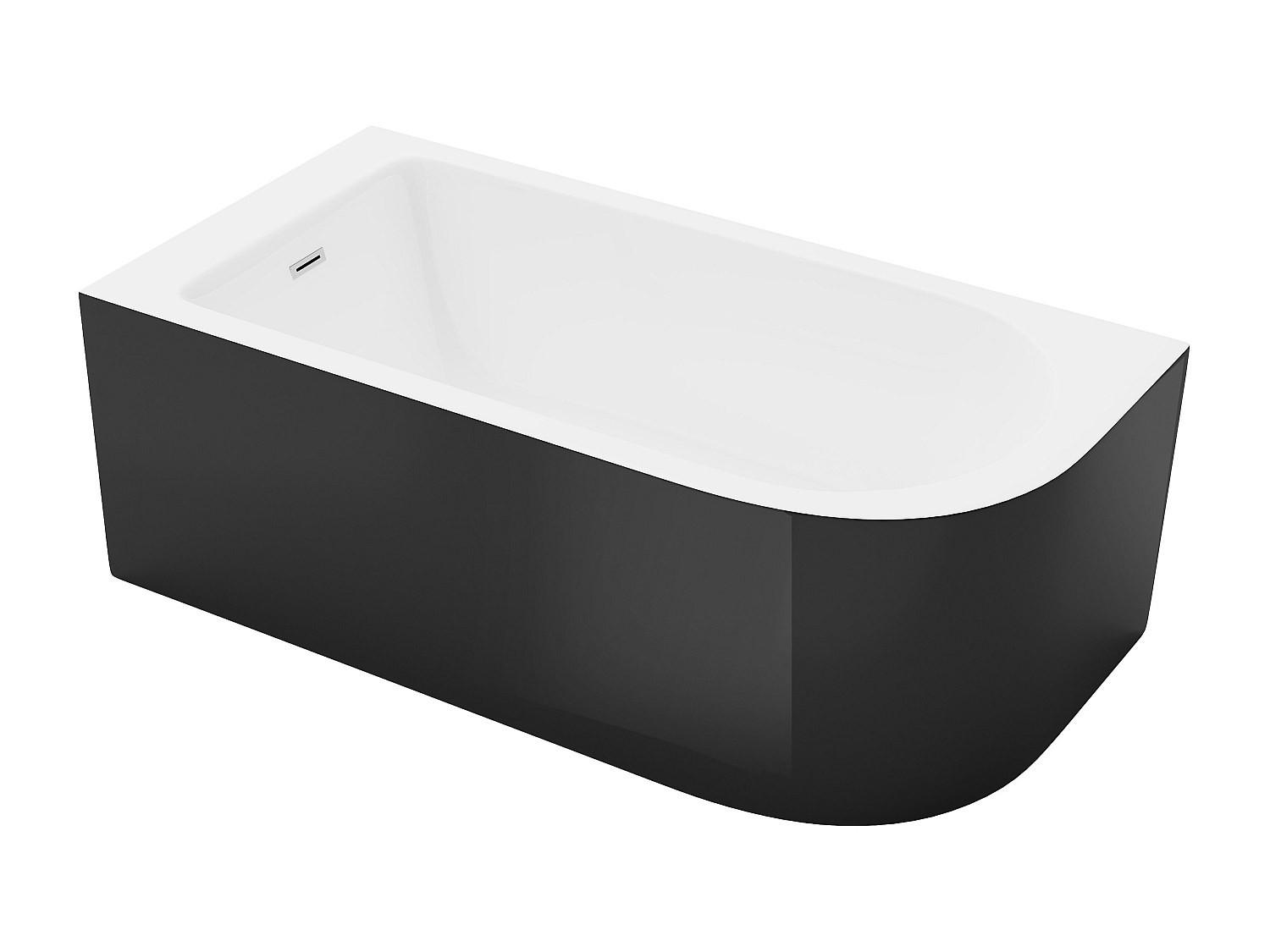 ECKBADEWANNE - 240L - 170 x 75 x 58 cm - Ecke Links - Schwarz matt - AKINA - Schwarz, Kunststoff (170/58/75cm) - Vente-Unique