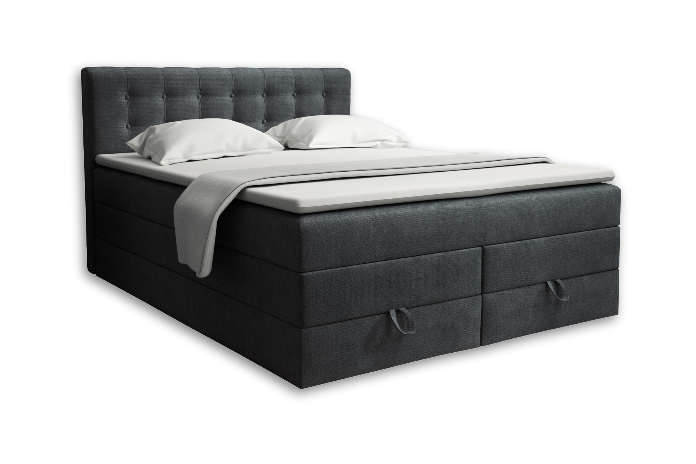 BOXSPRINGBETT VERNO 200/200 in Velour Dunkelgrau - Dunkelgrau, Holz/Holzwerkstoff (200/200cm) - Deine Möbel 24