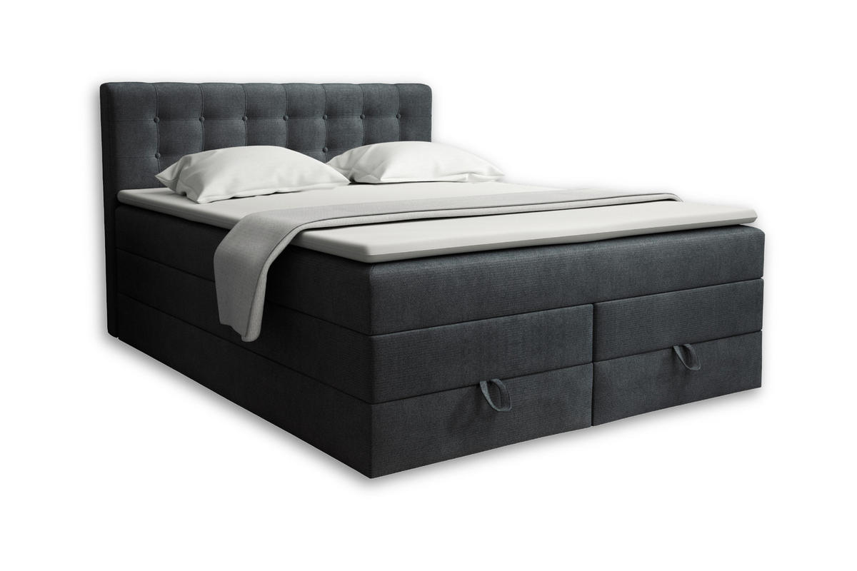 BOXSPRINGBETT VERNO 180/200 in Velour Dunkelgrau - Dunkelgrau, Holz/Holzwerkstoff (180/200cm) - Deine Möbel 24