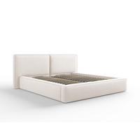 BETT mit Bettkasten und Kopfteil Jodie aus strukturiertem Stoff leichtes beige 180x200cm - Beige, Textil (180/200cm) - Micadoni