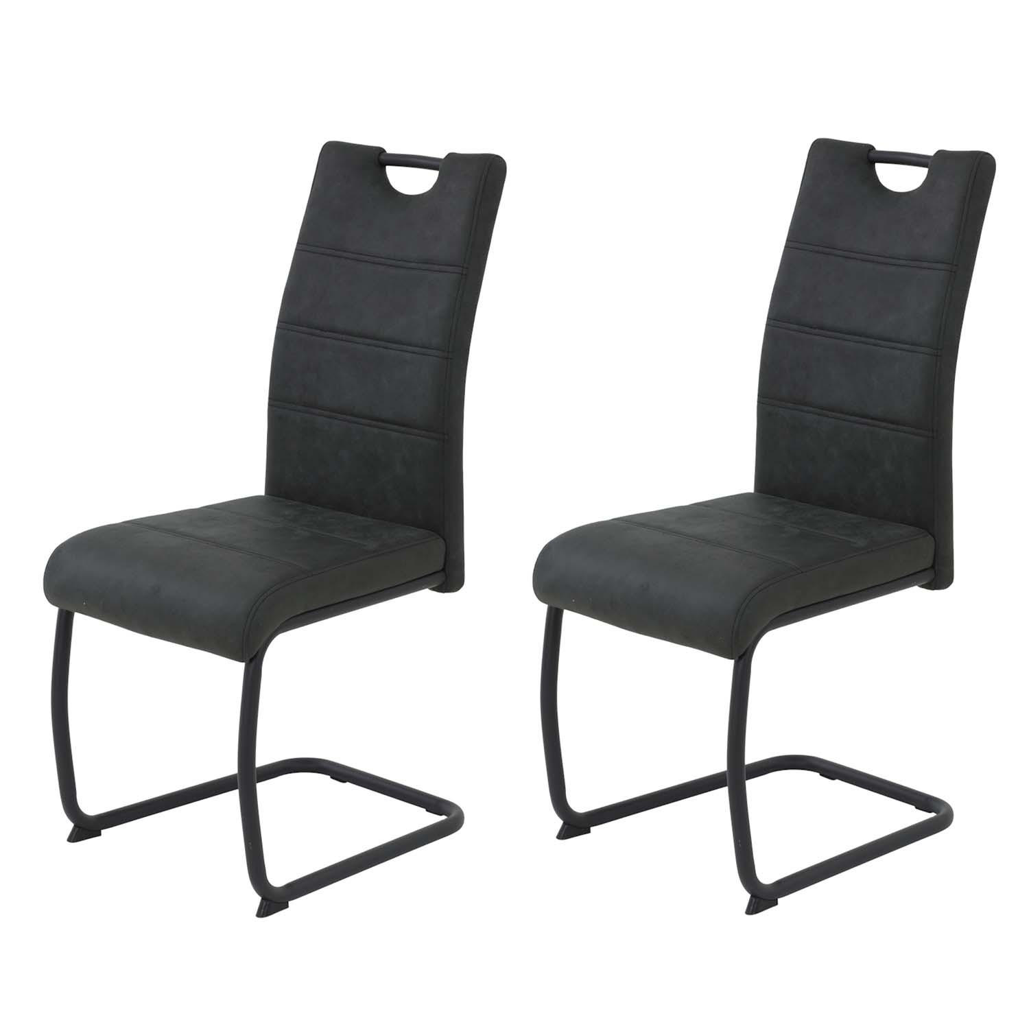 SCHWINGSTUHL 2 Stück Dunja - Vintage Anthrazit - Anthrazit/Schwarz, Textil/Metall (43/98/58cm) - Hela Vertriebs GmbH