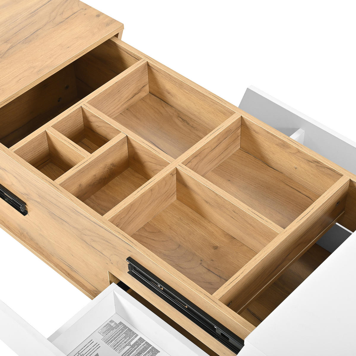 COUCHTISCH 120/50/37,5 cm in Farbblockstruktur mit Schubladen - Naturfarben, Holzwerkstoff (120/50/37.5cm) - OKWISH