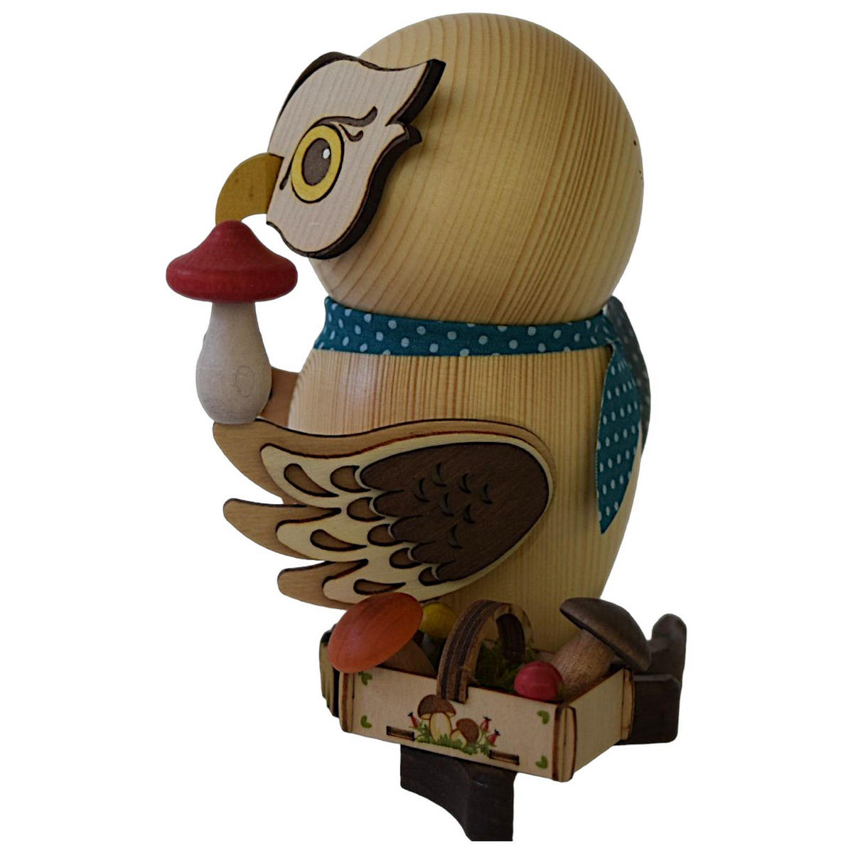 RAUCHFIGUR Eule Pilzsammler 15 cm - Multicolor, Holz (10/15/10cm)
