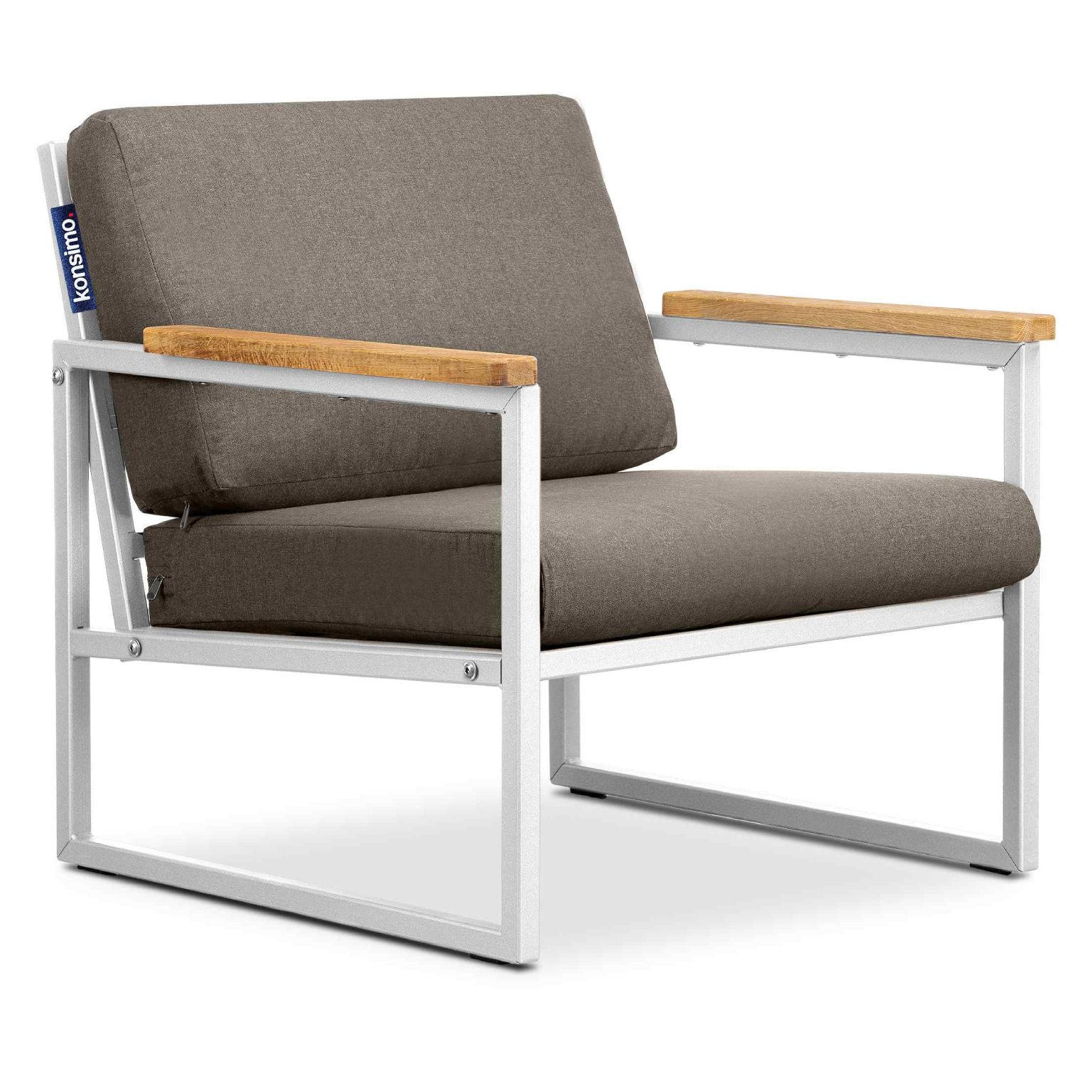 GARTENSESSEL TRIBO ,Weiß/Beige - Beige/Weiß, Holz/Textil (70/65/60cm) - KONSIMO®
