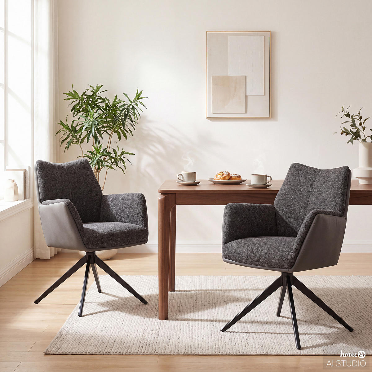 ARMLEHNENSTUHL - Samt / Eisen - Anthrazit, Textil/Metall (65/89/61cm) - home24
