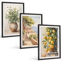 BILDER SET 3er Set - 40x60 cm Schwarzer Rahmen - Blumen in einer Vase, ein Meer aus Zitronen - Schwarz, Kunststoff (40/60cm) - TULUP