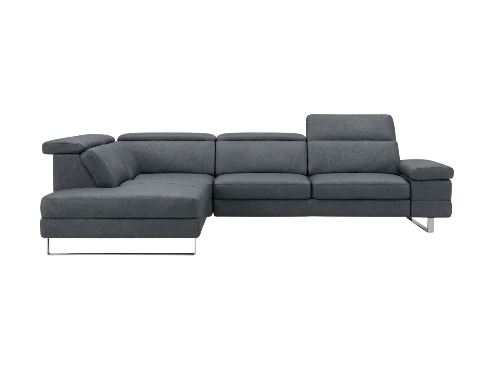 ECKSOFA Virage Echtleder Anthrazit - Anthrazit, Leder/Metall (263/232cm)