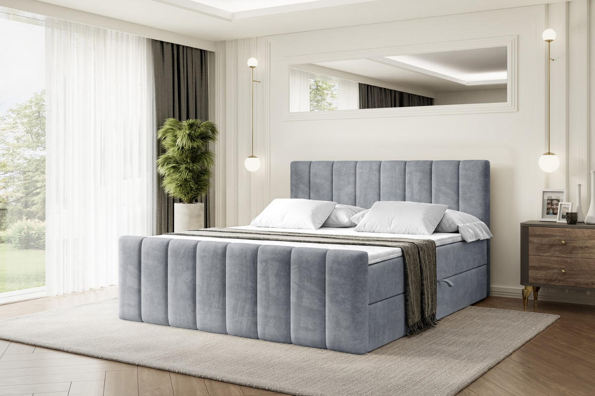 AMERICKÁ postel OTTA-Z – 200 x 200 cm – H3 – šedá - šedá, kompozitní dřevo (200/200cm) - ALTDECOR