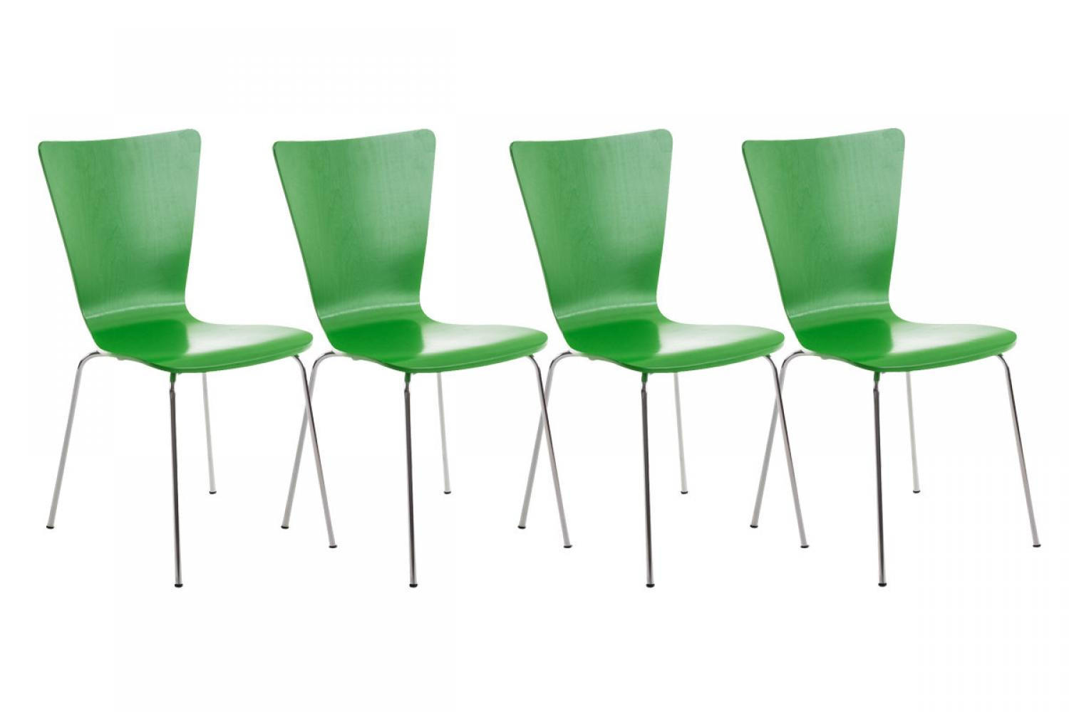 BESUCHERSTUHL 4er Set Holz grün - Grün, Holz/Metall (43/84/50cm) - CLP