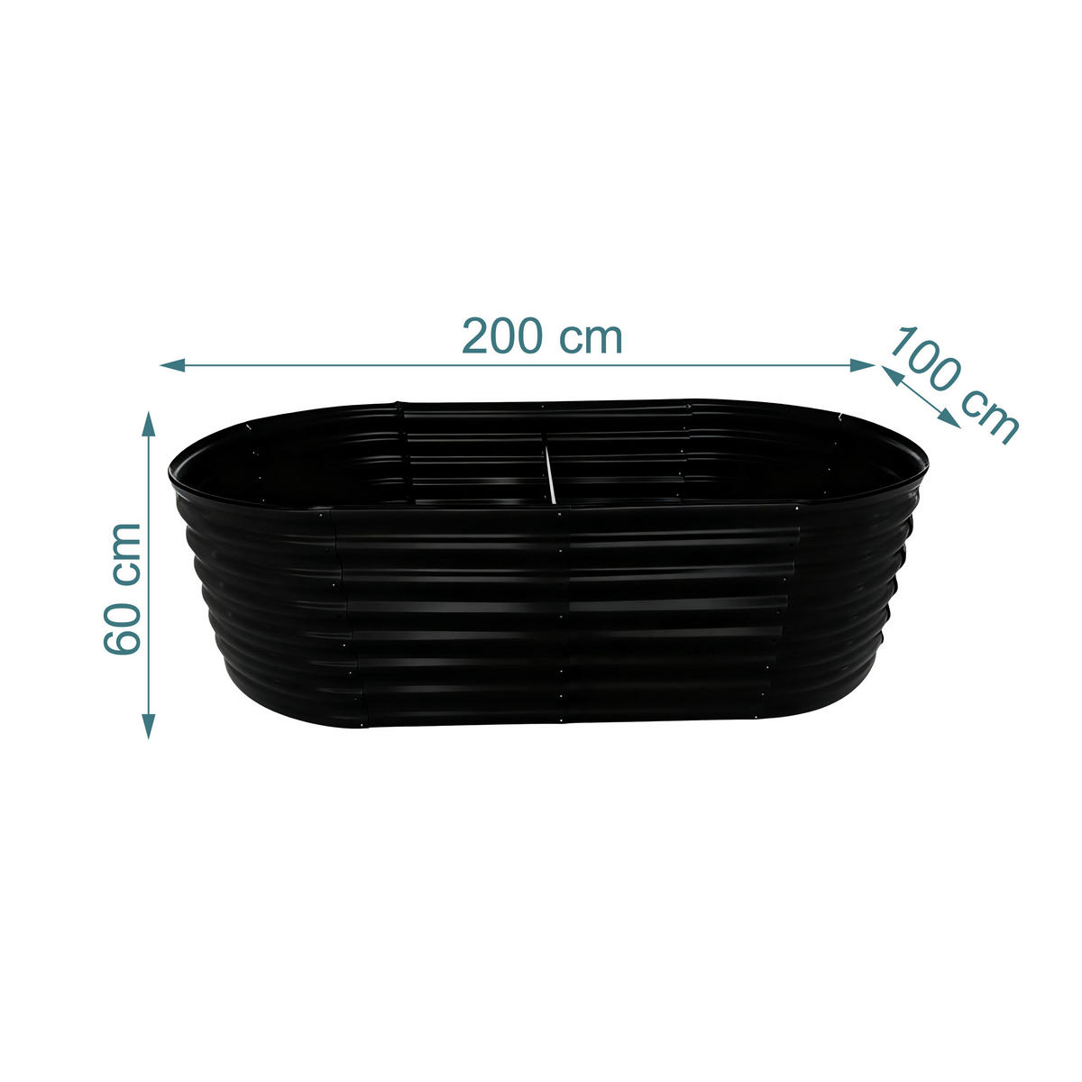 HOCHBEET - Schwarz, Metall (200/60/100cm) - Relaxdays