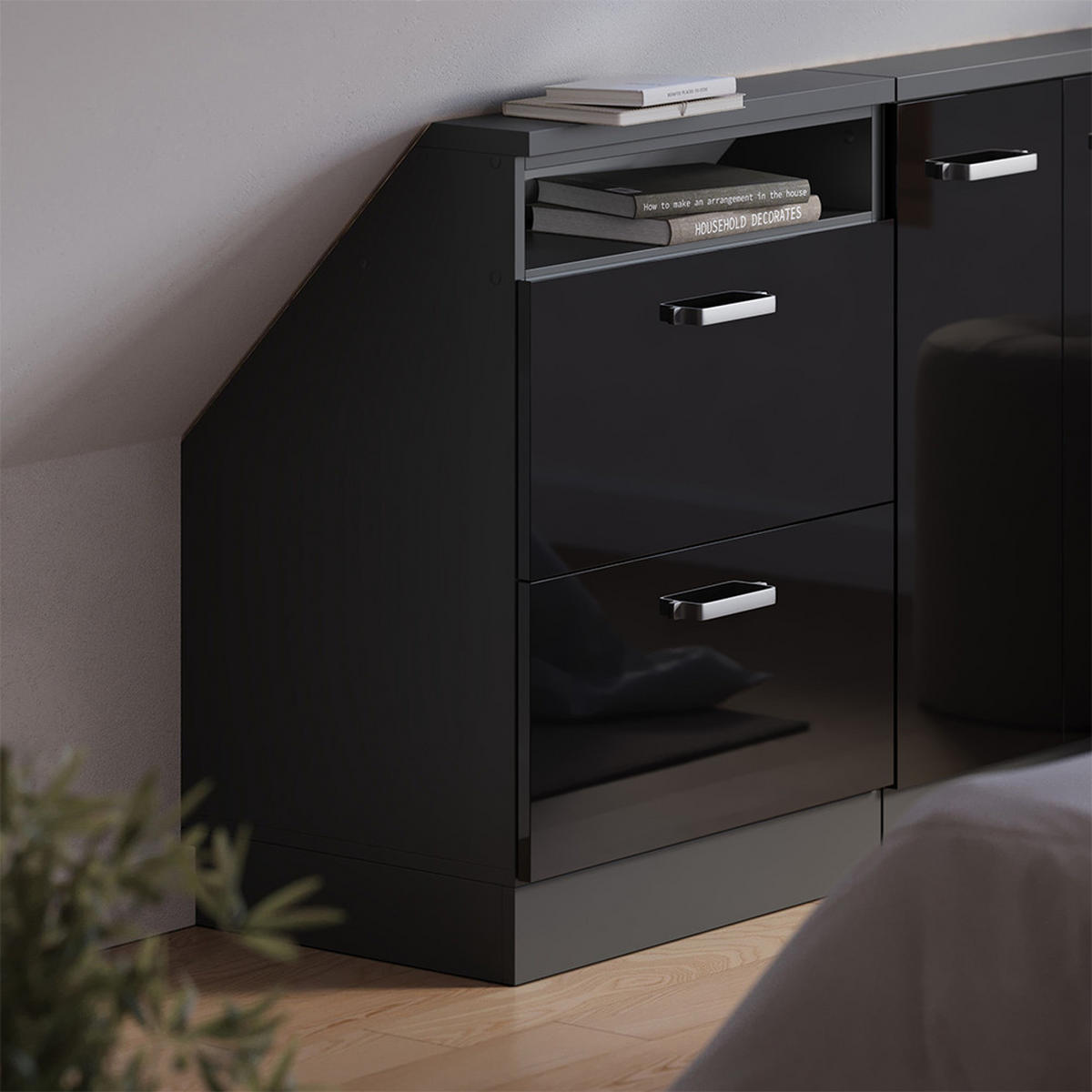 Schwarz Hochglanz, Holzwerkstoff (60/81.6/46cm) - Vicco