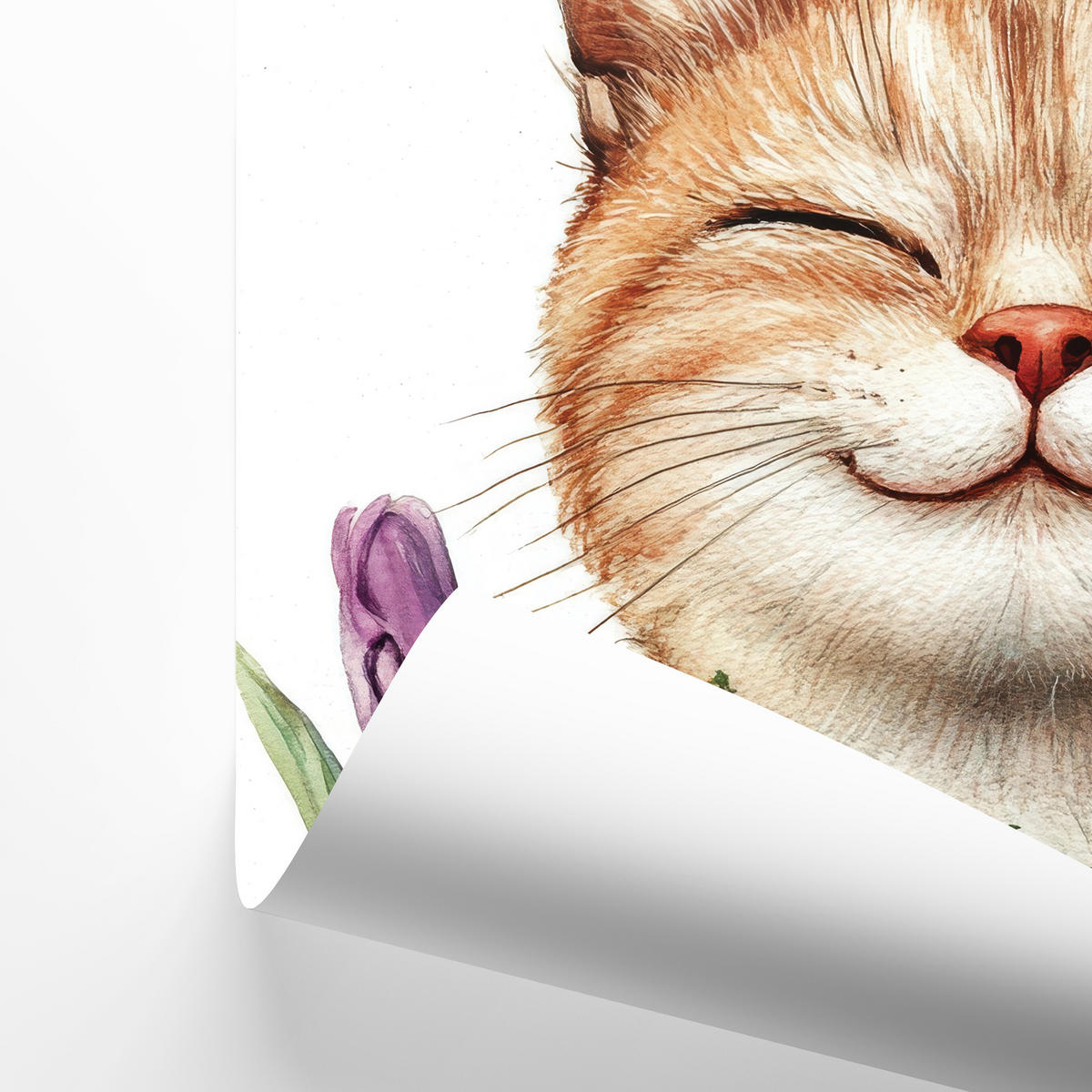 POSTER SET für Kinderzimmer KATZEN Blumen Tiere Pflanzen 3x Poster A3 30x42cm - Beige/Rot, Papier (30/42/1cm) - Muralo