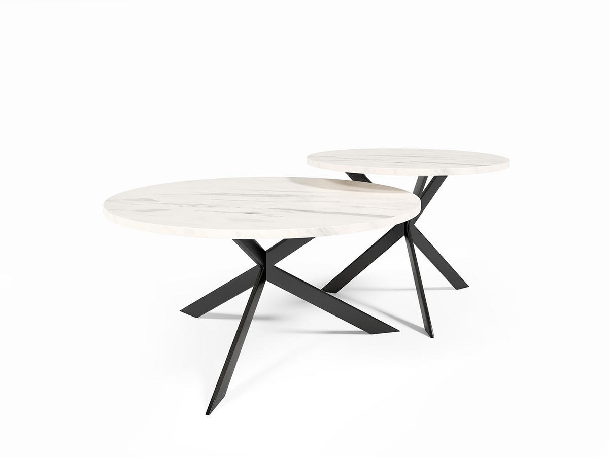 COUCHTISCH Libre Bianco Marmor / Schwarz (2er-Set) - Schwarz/Weiß, Holz/Holzwerkstoff (75/133/42cm) - Feldmann-Wohnen