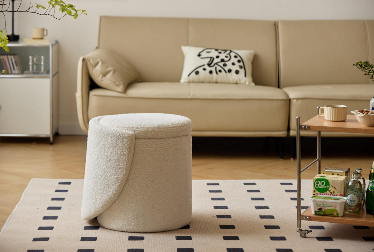 POUF Wolle Weiß - Weiß, Textil (46/78/43cm) - Nordlys