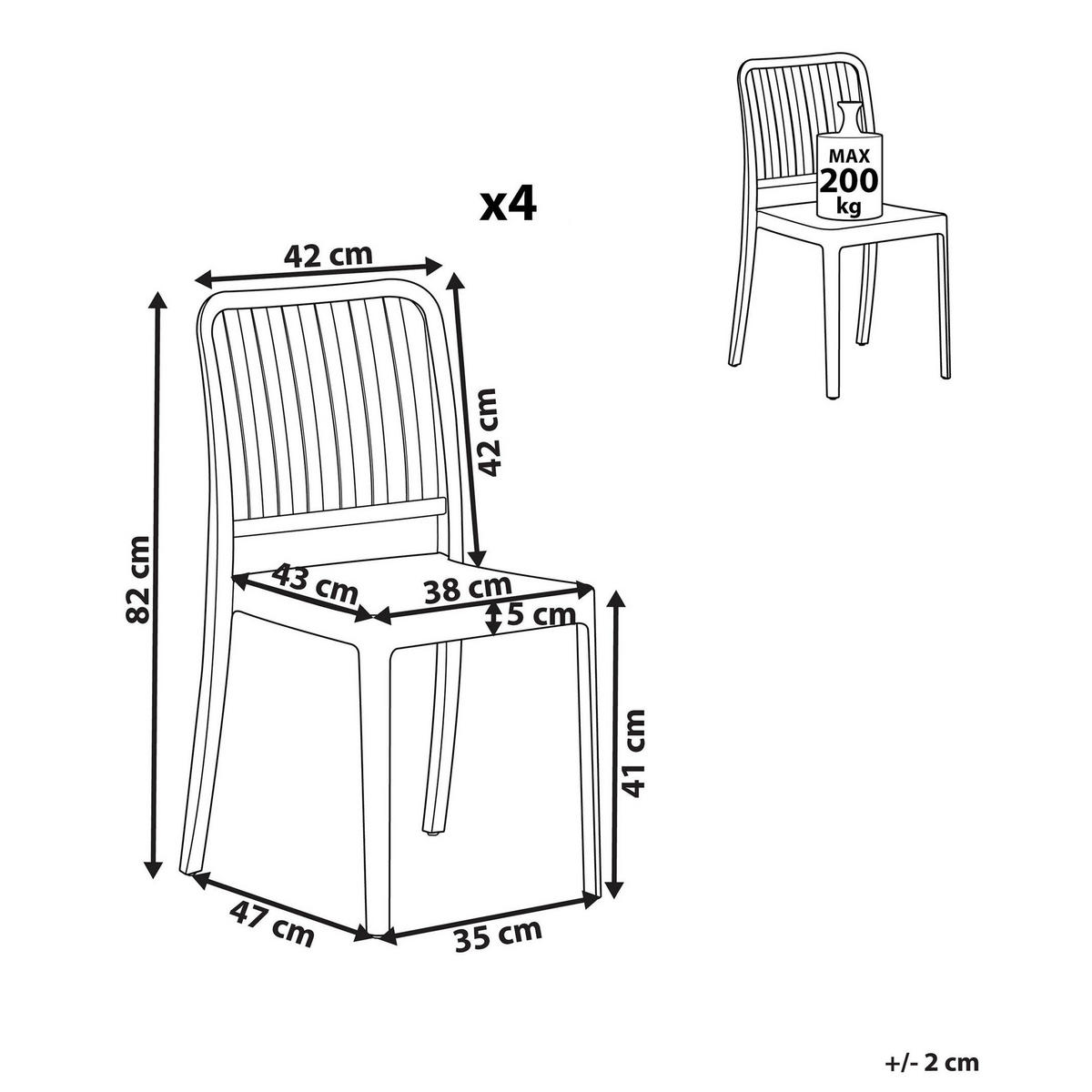 GARTENSTUHL 4er-Set Schwarz Sersale - Schwarz, Kunststoff (42/82/47cm) - Beliani