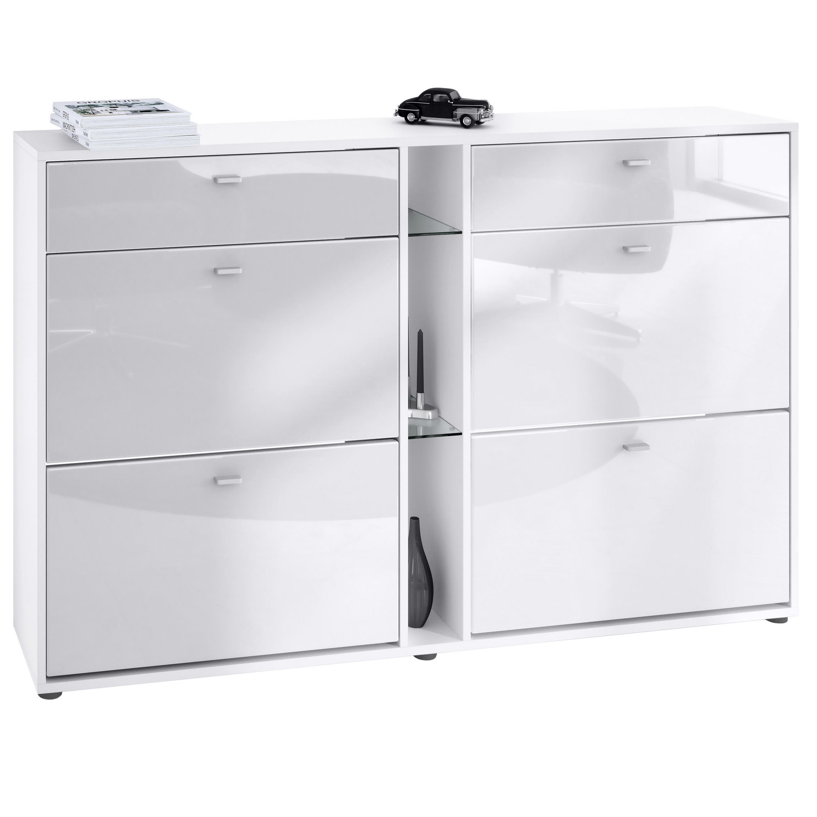 SCHUHSCHRANK Today Fronten in Weiß Hochglanz - Weiß Hochglanz, Holzwerkstoff (155.5/95/28cm) - Vladon