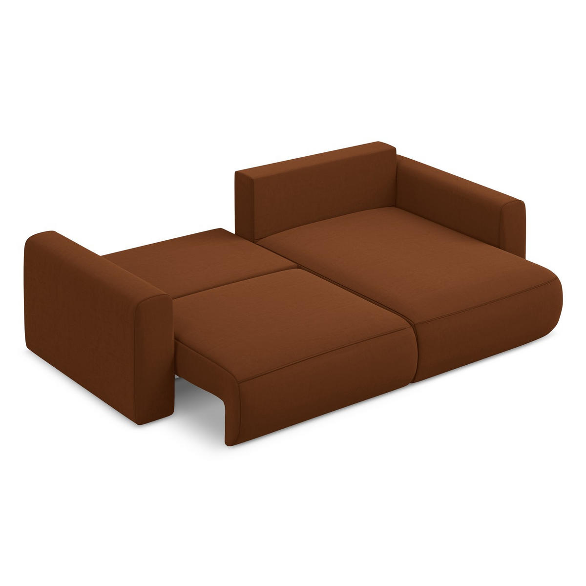 ECKSOFA mit Schlaffunktion Samt Stoff Orange - Terracotta/Schwarz, Kunststoff/Textil (240/149cm) - LaMiaSofa
