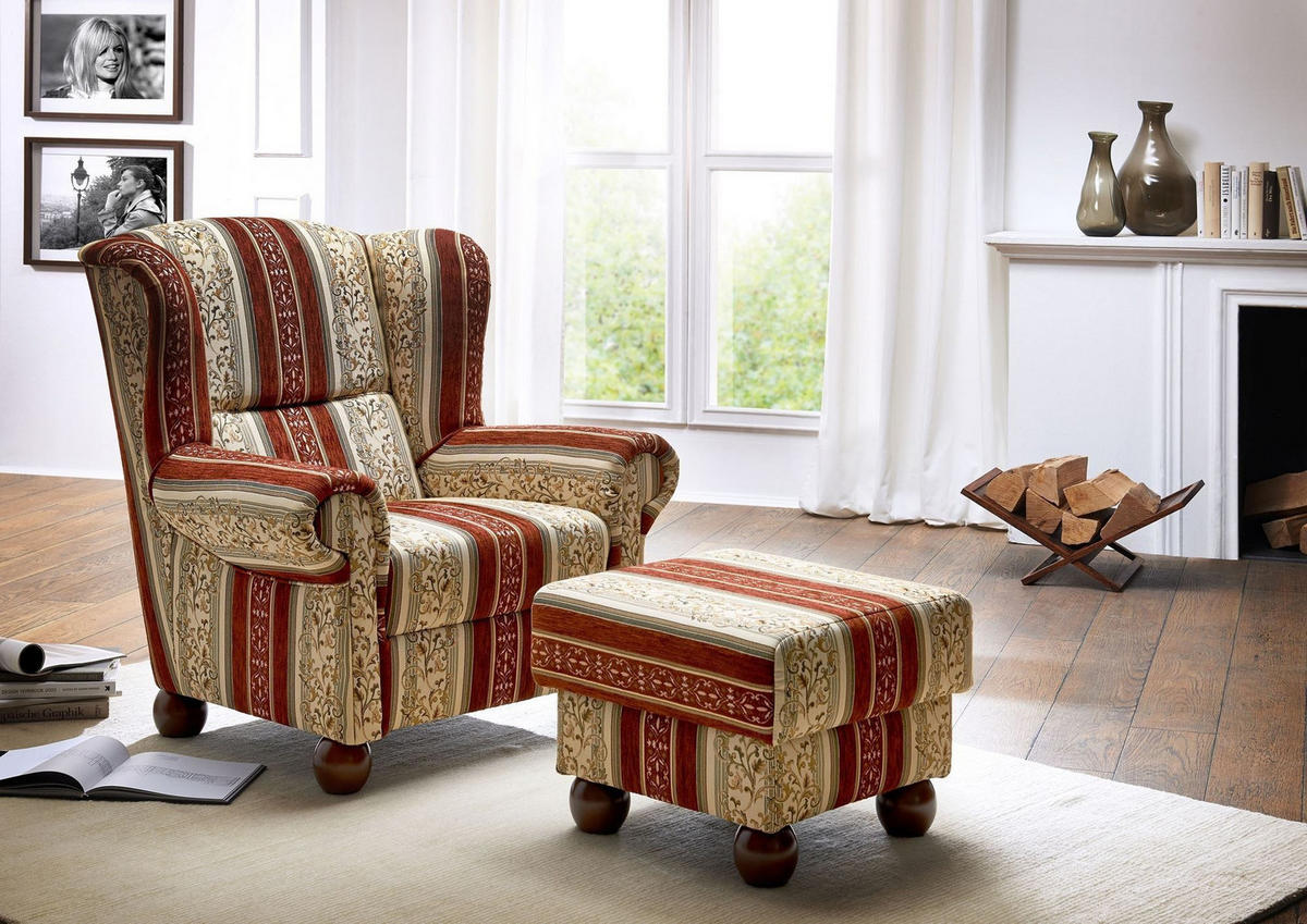 HOCKER Kasha Bezug Chenille Buche nussbaum dunkel / rot - Wengefarben/Rot, Kunststoff (54/48/54cm) - 58aufmkessel