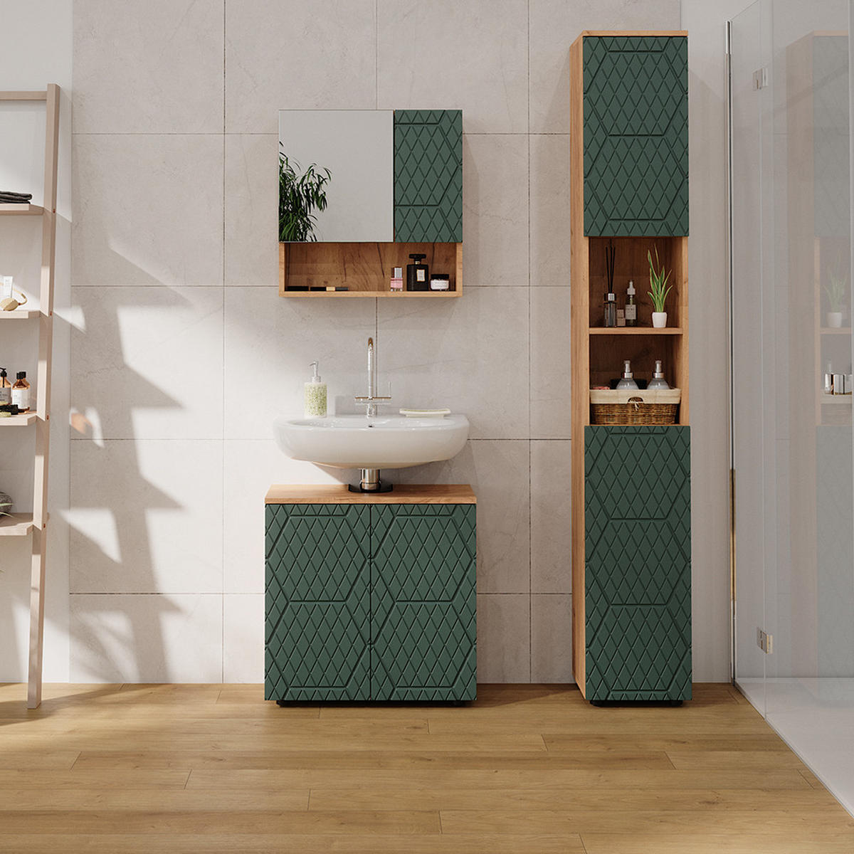 WASCHBECKENUNTERSCHRANK Irma Grün 60 x 59 cm - Grün, Holzwerkstoff (60/59/30cm) - Vicco