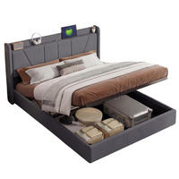 POLSTERBETT 140x200 cm mit USB Typ-C Anschluss, Stauraum und Lattenrost Grau - Grau, Holzwerkstoff (140/200cm) - Novahome