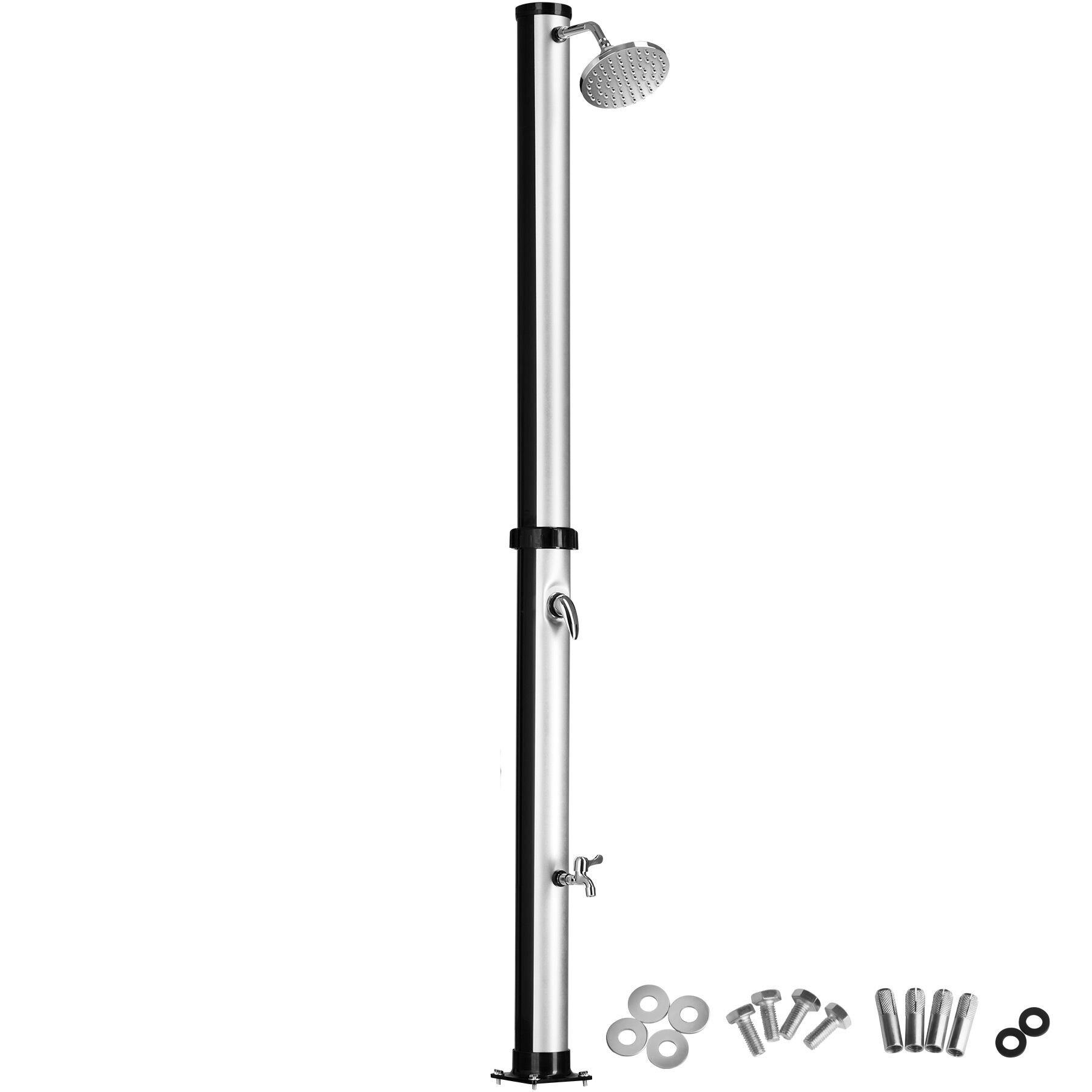 SOLARDUSCHE Tinto,inklusive Wasserhahn,schwarz/silber - Silberfarben/Schwarz, Kunststoff (15.5/221/42.5cm) - tectake