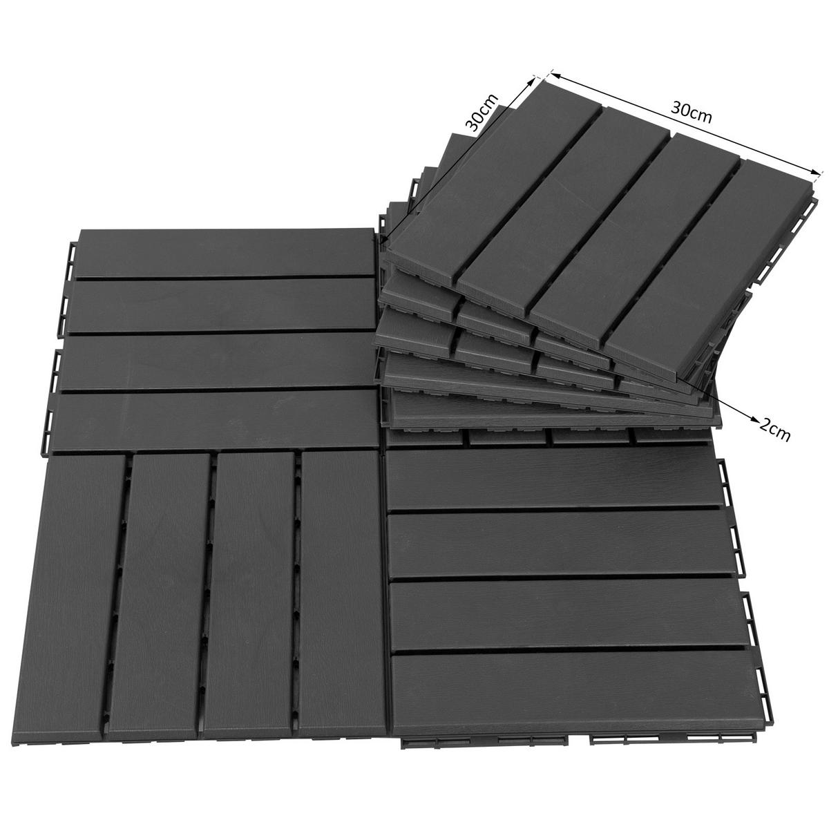 BODENPLATTEN 9er-Set DE-13727 Schwarz - Schwarz, Kunststoff (30/30/2cm) - ComfortXL