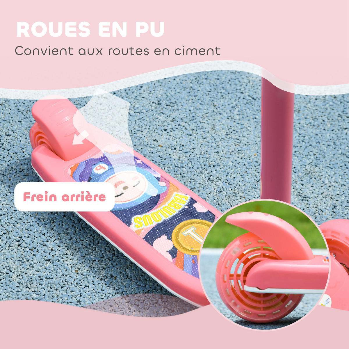 KINDERSCOOTER DE-16956 3 Räder mit LED-Leuchten Rosa - Pink, Kunststoff (52/29/76cm) - ComfortXL