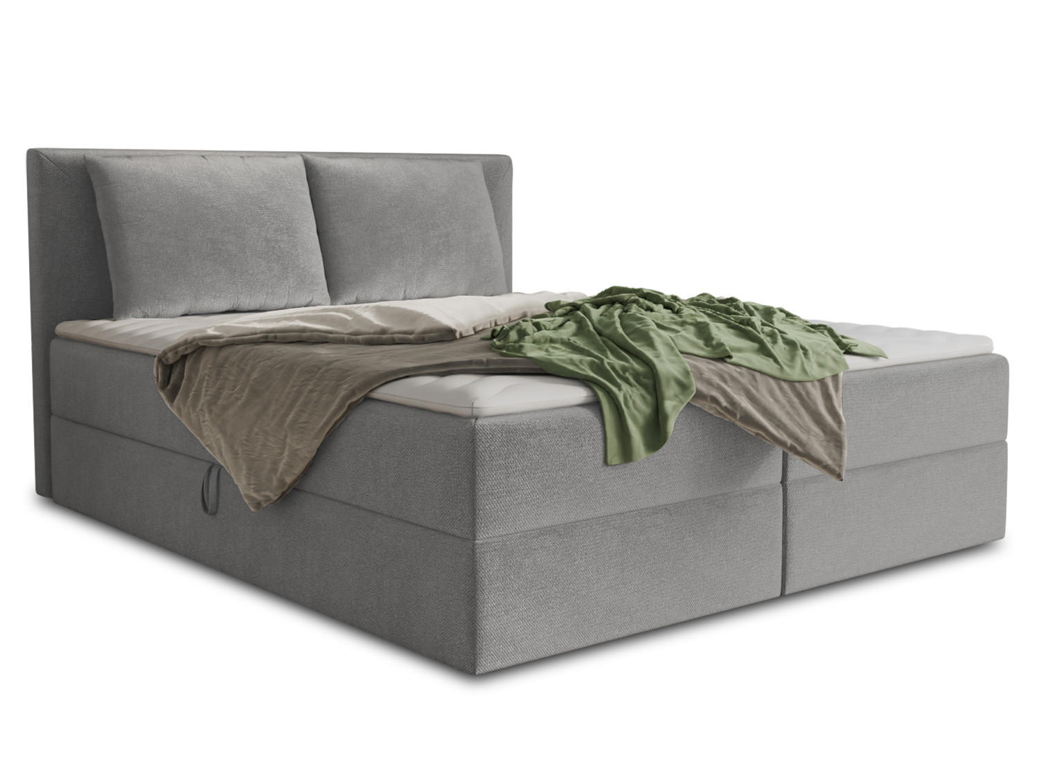 BOXBETT Egro - 160x200 - hellgrau (Paros 05, Velvet) - Hellgrau/Schwarz, Holz/Holzwerkstoff (160/200cm) - Sofnet