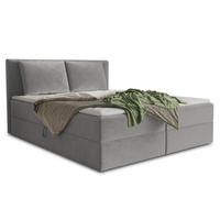 BOXBETT Egro - 160x200 - hellgrau (Paros 05, Velvet) - Hellgrau/Schwarz, Holz/Holzwerkstoff (160/200cm) - Sofnet