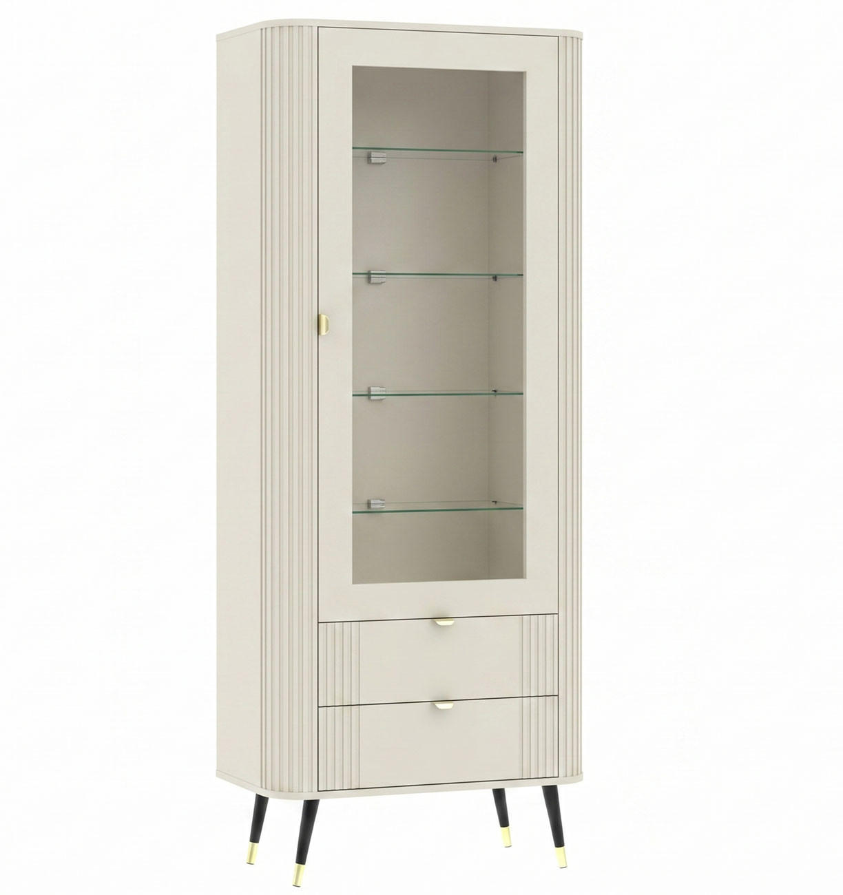 VITRINE Onyx Kaschmir gold 78,4 / 40 / 192,4cm - Kaschmir/Beige, Glas/Holzwerkstoff (78.4/192.4/40cm) - Feldmann-Wohnen