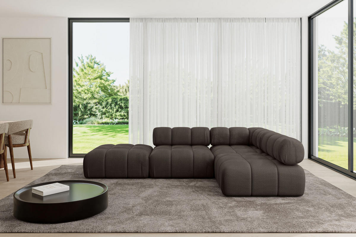 ECKSOFA modulares Sofa Favio-L1 - 285x190x70 cm Braun Velours - Braun, Holzwerkstoff/Textil (285/190cm) - ALTDECOR