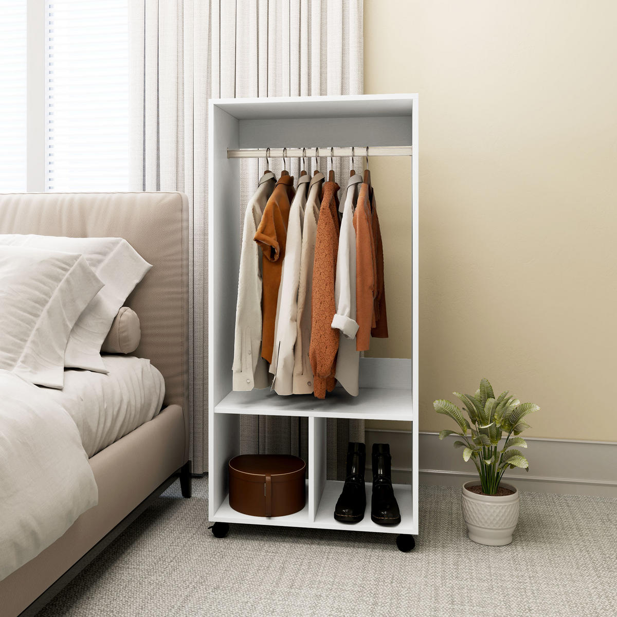 KLEIDERSCHRANK Mobile Garderobe Weiß - Weiß, Holz (40/127/60cm) - HOMCOM