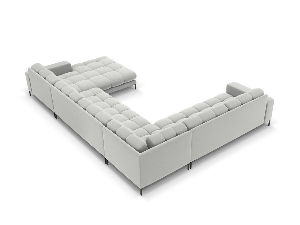 PANORAMASOFA links Mamaia aus Samt silber 7 Sitzplätze - Silberfarben, Textil (256/75/327cm) - Micadoni