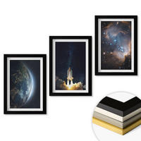 WANDBILDER 3er-Set - 20x30 cm Schwarzer Rahmen - Weltraum Erde Rakete Galaxie - Schwarz, Kunststoff (20/30cm) - ArtPrintCave