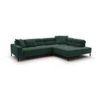 ECKSOFA MIT MOTORISCHEM SITZVORZUG OHIO Smaragdgrün Cord - Smaragdgrün/Schwarz, Textil/Metall (311/219cm) - KAWOLA