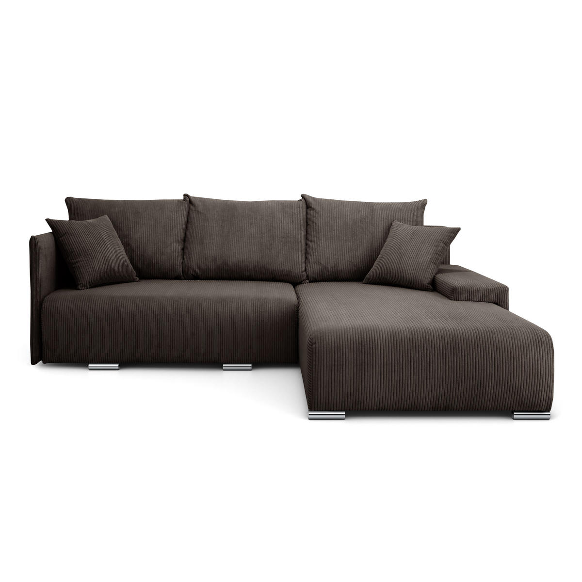 ECKSOFA Lauren L- Form 246 x 188 cm, 4 Sitzer, Bettzeugablage, Sofa, Eckcouch, Cord, rechte Seite, braun - Braun, Kunststoff (246/188cm) - Margaret Hadas24