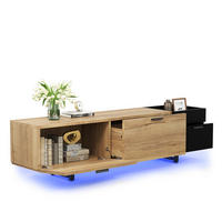 TV-SCHRANK mit offenen Fächern, Schubladen und Stauraum, Natur/Schwarz - Schwarz, Holzwerkstoff (180/49/38cm)