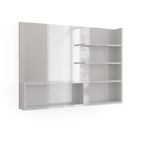 SPIEGELREGAL Weiß Hochglanz 89.8 x 65 cm mit offenen Fächern - Weiß Hochglanz, Holzwerkstoff (89.8/65/11cm) - Vicco