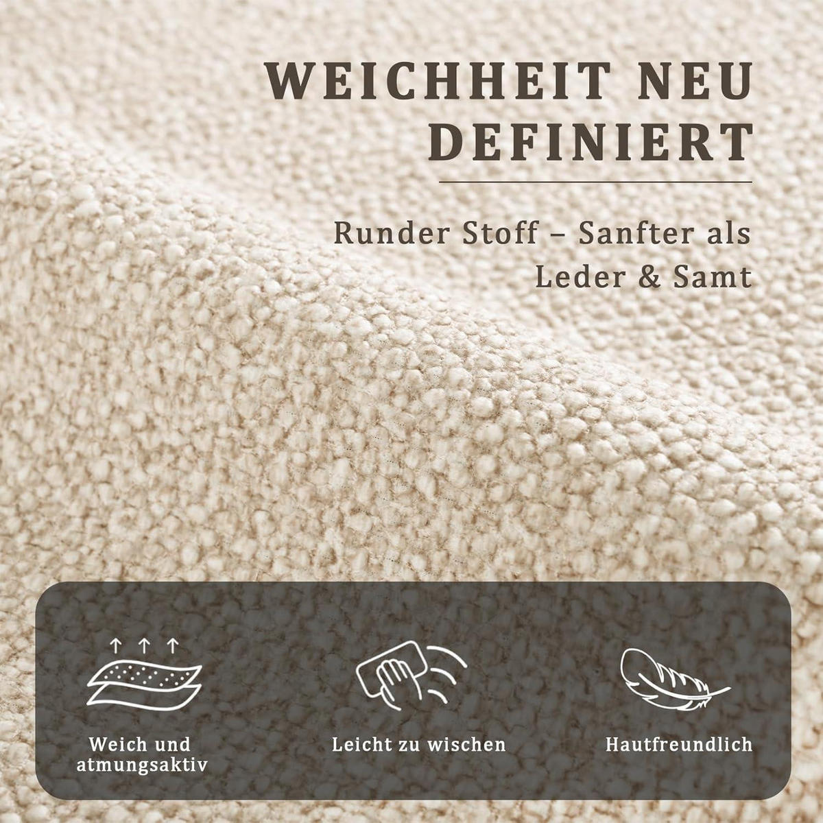 ESSZIMMERSTÜHLE 4er Set Creme Strukturstoff mit verstellbaren Füßen - Creme, Textil (49/88/61.5cm)