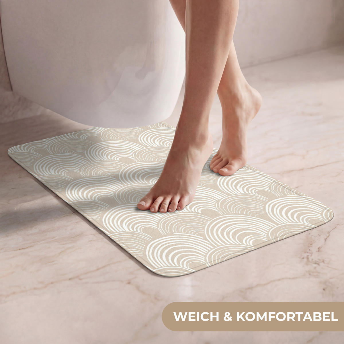 WC PŘEDLOŽKA Vlny - Textura - Béžová 40x60 cm - kašmírová, textil/plast (40/1cm) - OnlyWow