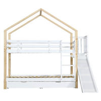 HAUSBETT Massivholz 90/200 cm Weiß, Natur - Ahornfarben/Weiß, Holz/Holzwerkstoff - Raumix