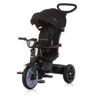 DREIRAD Derby 2 in 1 schwarz Musik, Licht, Korb, Schiebegriff, Gurt - Schwarz, Metall (80/50/105cm) - Chipolino