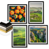 WANDBILDER 4er-Set - 50x50 cm & 40x60 cm Schwarzer Rahmen - Italienische Landschaft Orangen Natur - Schwarz, Kunststoff (50/50cm) - ArtPrintCave