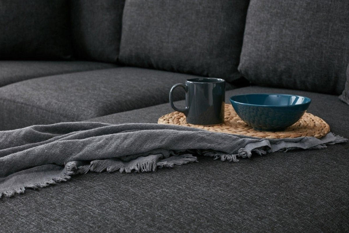 ECKSOFA mit Hocker, Schlaffläche - Anthrazit/Walnussfarben, Holz/Kunststoff (155/210cm) - myHomelando
